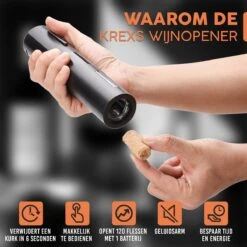 Krexs Elektrische Wijnopener – Kurkentrekker - Wijnopener - Wijn Accessoires - Flessenopener – Wijnstopper - Wijnfles Opener -Skimask 1200x1200 1747