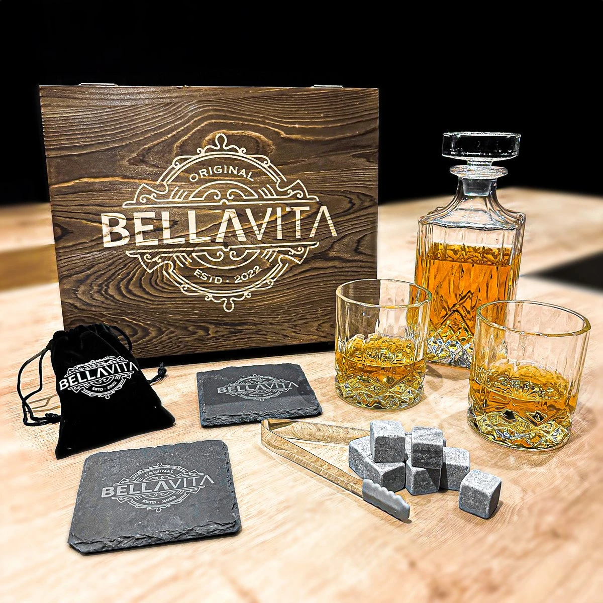 BELLAVITA Whiskey Set - 750 Ml Whiskey Karaf - 2 Whiskey Glazen - Whiskey - Whisky - 8 Whiskey Stones - Decanteerkaraf - Decanter Set - Rum - Karaf 6 BELLAVITA Whiskey Set - 750 Ml Whiskey Karaf - 2 Whiskey Glazen - Whiskey - Whisky - 8 Whiskey Stones - Decanteerkaraf - Decanter Set - Rum - Karaf - Afbeelding 4