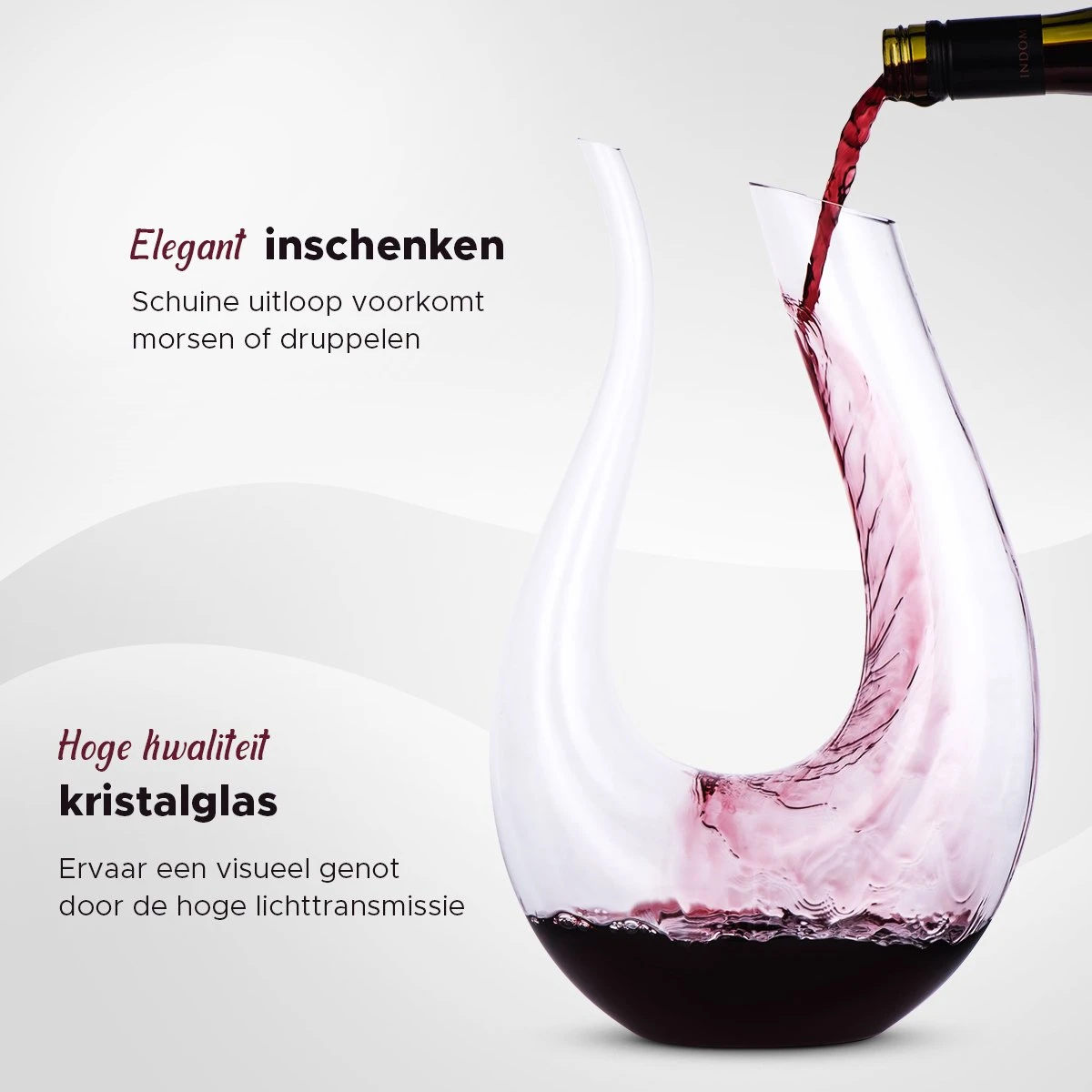 Luxwine - Decanteer Karaf Wijn - Wijnkaraf - 1.5L - Luxe Karaf - Incl. 1000 Schoonmaakparels - Luxe Cadeauverpakking - Decanter - Decanteer Karaf - Wijnkaraf - Wijn Decanteerder - Wijn Accessoires - U-vorm - Kerstcadeau 4 Luxwine - Decanteer Karaf Wijn - Wijnkaraf - 1.5L - Luxe Karaf - Incl. 1000 Schoonmaakparels - Luxe Cadeauverpakking - Decanter - Decanteer Karaf - Wijnkaraf - Wijn Decanteerder - Wijn Accessoires - U-vorm - Kerstcadeau - Afbeelding 2