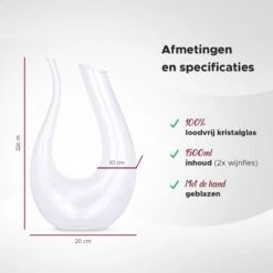 Luxwine - Decanteer Karaf Wijn - Wijnkaraf - 1.5L - Luxe Karaf - Incl. 1000 Schoonmaakparels - Luxe Cadeauverpakking - Decanter - Decanteer Karaf - Wijnkaraf - Wijn Decanteerder - Wijn Accessoires - U-vorm - Kerstcadeau -Skimask 1200x1200 1821