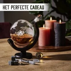 Whisiskey Whiskey Karaf - Wereldbol - Luxe Whisky Karaf Set - 0,9 L - Decanteer Karaf - Whiskey Set - Incl. 4 Whiskey Stones - IJstang - Schenktuit - Peaky Blinders - Cadeau Voor Man & Vrouw -Skimask 1200x1200 1836