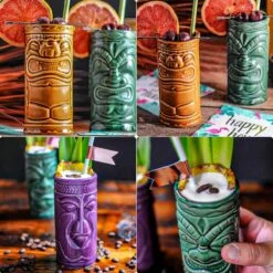 MikaMax Tiki Mugs - Cocktail Glazen - Hawaii – Cocktail Set - Mok - Keramiek- Set Van 4 - Vaatwasser Bestendig - 330ML -Skimask 1200x1200 1882