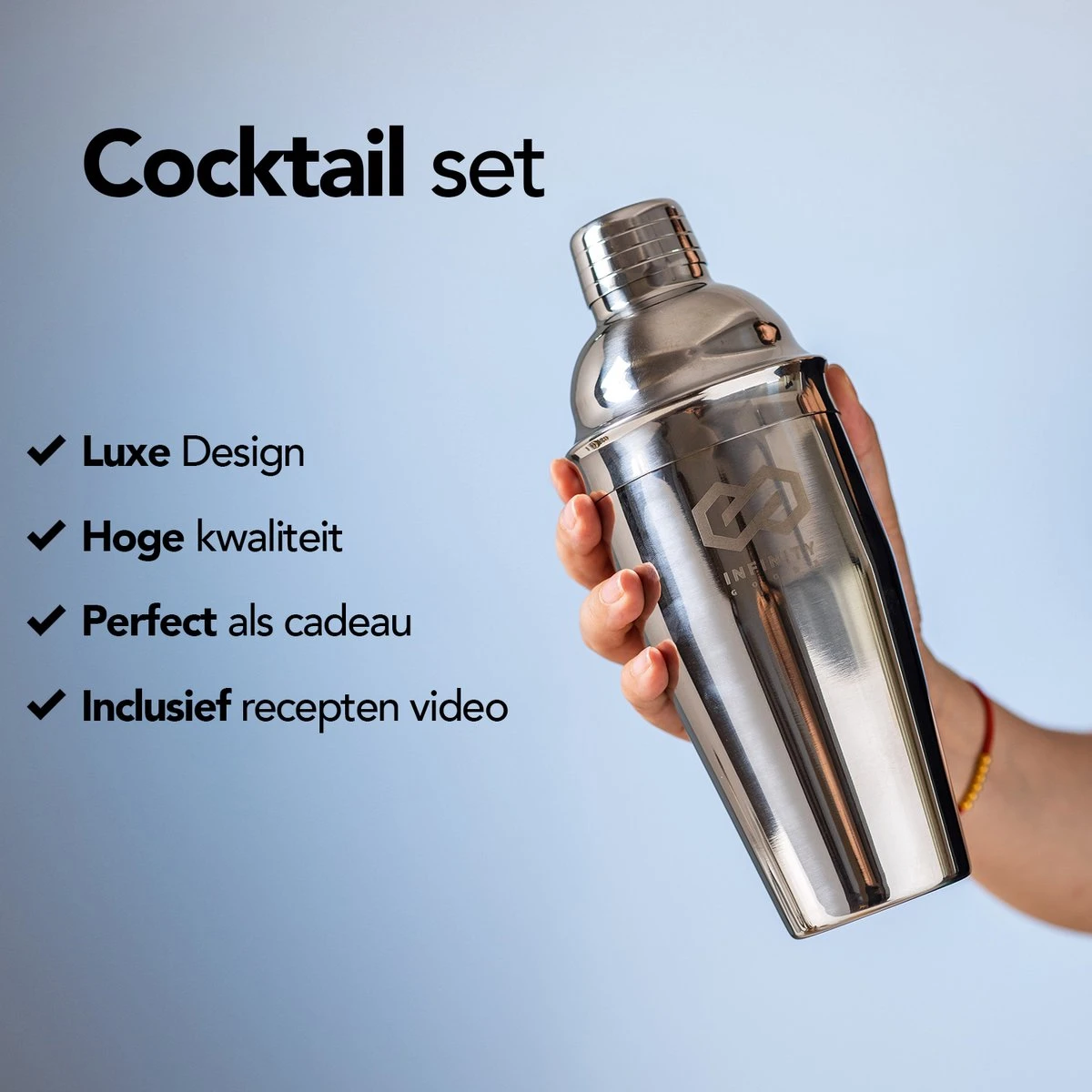 Infinity Goods Cocktailset - 15 Delige RVS Cocktail Shaker Set - Luxe Cadeauverpakking - Inclusief Recepten - RVS 7 Infinity Goods Cocktailset - 15 Delige RVS Cocktail Shaker Set - Luxe Cadeauverpakking - Inclusief Recepten - RVS - Afbeelding 5