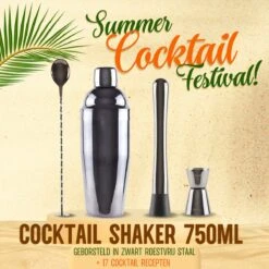 Cocktail Set - Zwart - 750ml - Cocktail Shaker Set - Cocktail Stamper - 17 Recepten - 13 Delig -Skimask 1200x1200 1993