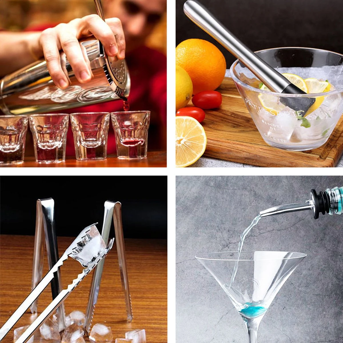 KitchenBrothers Cocktail Shaker Set - 13 Delig - Complete Set - Cadeauverpakking - 750 Ml - RVS 9 KitchenBrothers Cocktail Shaker Set - 13 Delig - Complete Set - Cadeauverpakking - 750 Ml - RVS - Afbeelding 7