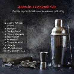 KitchenBrothers Cocktail Shaker Set - 13 Delig - Complete Set - Cadeauverpakking - 750 Ml - RVS 23 KitchenBrothers Cocktail Shaker Set - 13 Delig - Complete Set - Cadeauverpakking - 750 Ml - RVS -Skimask 1200x1200 2004