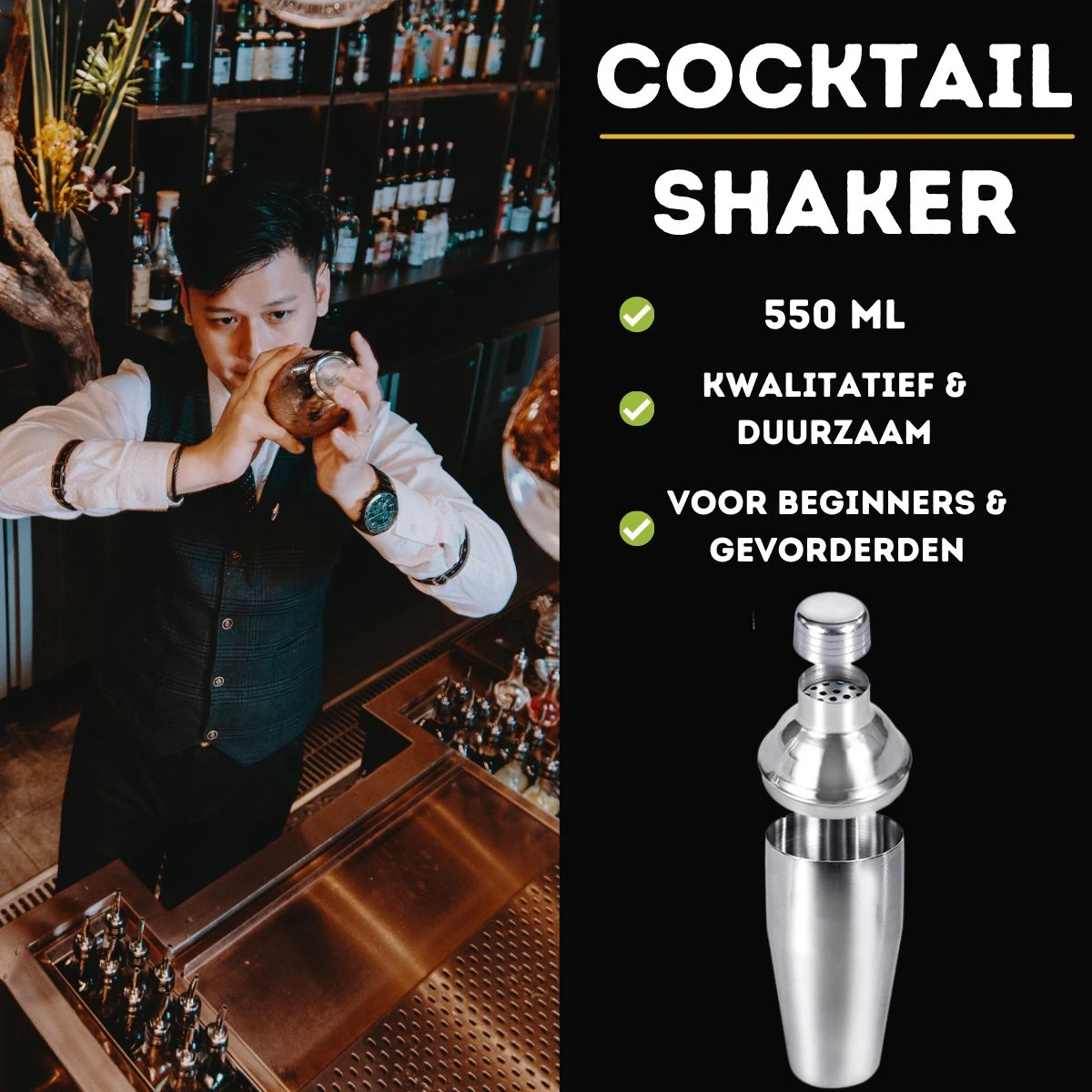 UNBOX Cocktail Set - Cocktail Shaker Set - Incl. Luxe Cadeauverpakking & Nederlandstalig Recepten E-Book 4 UNBOX Cocktail Set - Cocktail Shaker Set - Incl. Luxe Cadeauverpakking & Nederlandstalig Recepten E-Book - Afbeelding 2