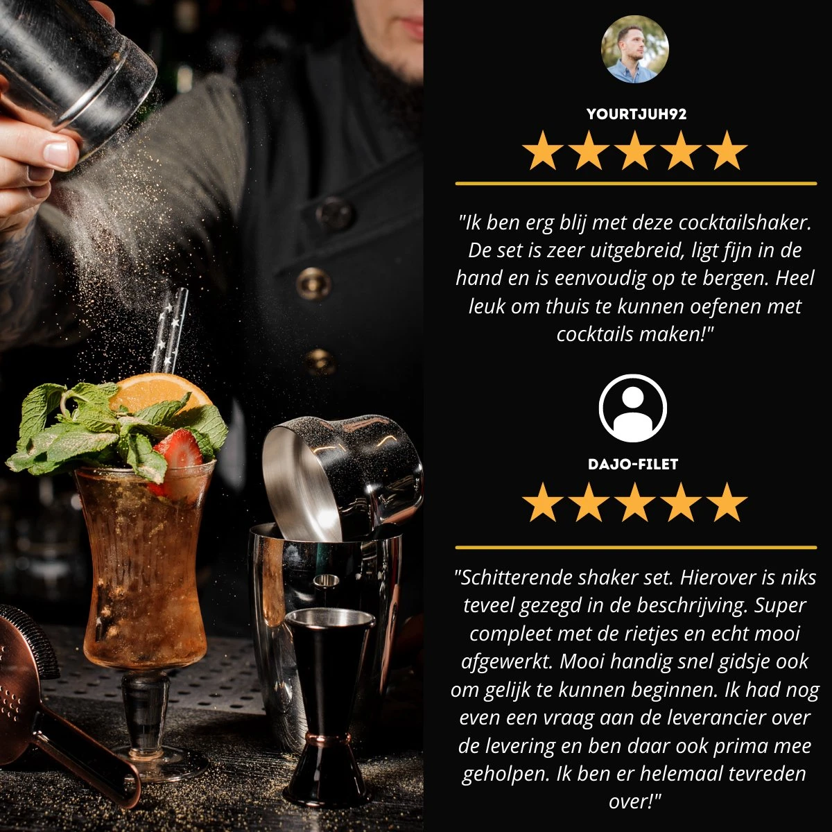 UNBOX Cocktail Set - Cocktail Shaker Set - Incl. Luxe Cadeauverpakking & Nederlandstalig Recepten E-Book 10 UNBOX Cocktail Set - Cocktail Shaker Set - Incl. Luxe Cadeauverpakking & Nederlandstalig Recepten E-Book - Afbeelding 8