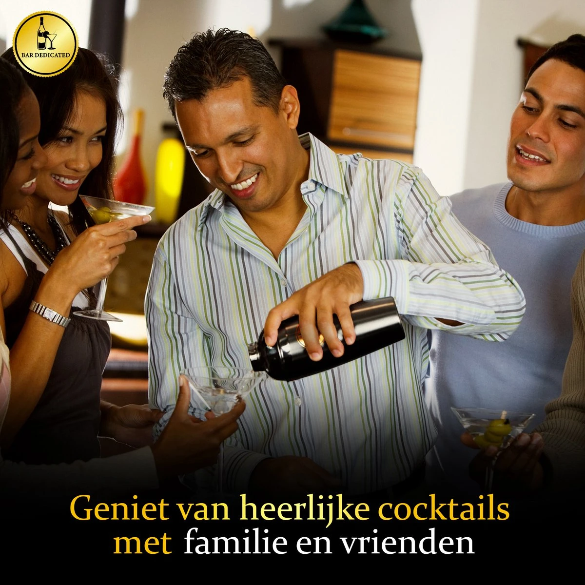 Bar Dedicated - Cocktail Shaker Set - 16 Delig - Cocktail Set Zwart - Met Nederlandstalig Receptenboek - Pasen 7 Bar Dedicated - Cocktail Shaker Set - 16 Delig - Cocktail Set Zwart - Met Nederlandstalig Receptenboek - Pasen - Afbeelding 5