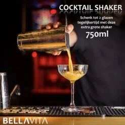 BELLAVITA Cocktail Set - 16-delig - 750ml - Cocktail Shaker - Cocktailset - Cocktailshaker - Bartender Set - Maatbeker - RVS - Bamboe -Skimask 1200x1200 2081