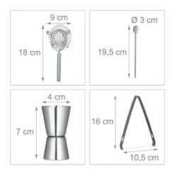 MaxxHome Cocktailset - Cocktailshaker - Cocktail Set - Maatbeker - Ijstang - Klopper - Lepel - RVS - 5 Delig -Skimask 1200x1200 2096