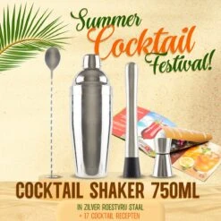 Cocktail Set - Zilver - 750ml - Cocktail Shaker Set - Cocktail Stamper - 17 Recepten - 13 Delig -Skimask 1200x1200 2114