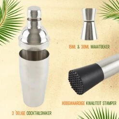 Cocktail Set - Zilver - 750ml - Cocktail Shaker Set - Cocktail Stamper - 17 Recepten - 13 Delig -Skimask 1200x1200 2116
