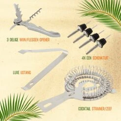 Cocktail Set - Zilver - 750ml - Cocktail Shaker Set - Cocktail Stamper - 17 Recepten - 13 Delig -Skimask 1200x1200 2117