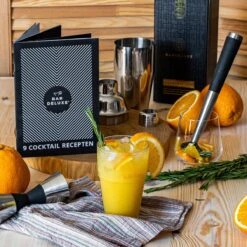 BarDeluxe® Bosten Shaker Cocktail Set - 5-Delig - Boston Shaker - Cocktail Set - Cocktail Stamper - Cocktail Zeef - Bar Lepel - Inclusief Receptenboek + Bewaarhoes - Cocktail Set Zilver -Skimask 1200x1200 2123