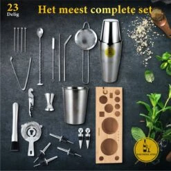 Bar Dedicated - Cocktail Shaker Set 23 Delig - Cocktail Shaker - 750 ML - Inclusief Nederlandstalige Cocktail Boek - Stamper - Maatbeker - Pasen -Skimask 1200x1200 2128