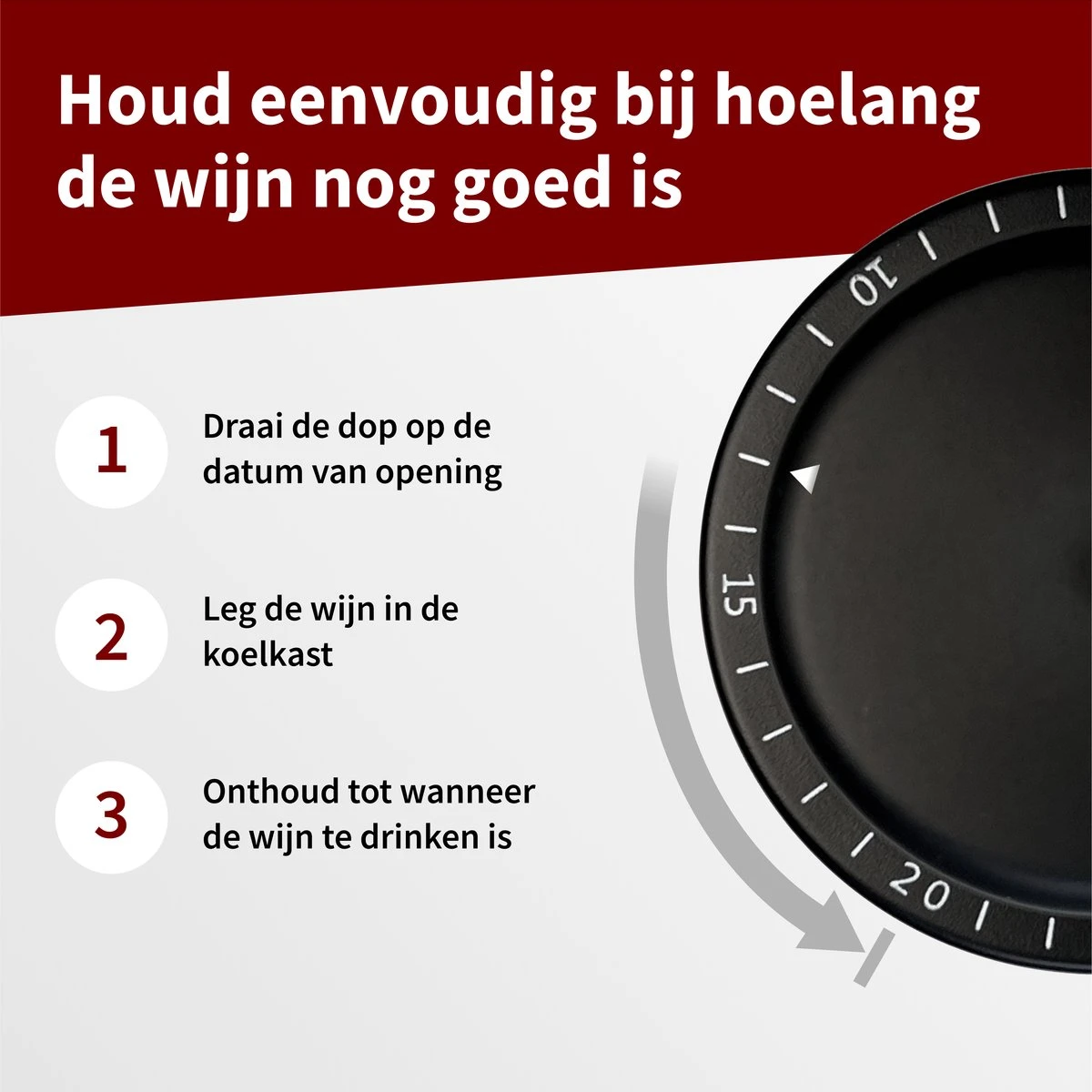 Happy Cook® Wijn Vacuümpomp - Wijnstopper – Wine Saver – Wijndop – Met Datumschaal - Zwart 5 Happy Cook® Wijn Vacuümpomp - Wijnstopper – Wine Saver – Wijndop – Met Datumschaal - Zwart - Afbeelding 3