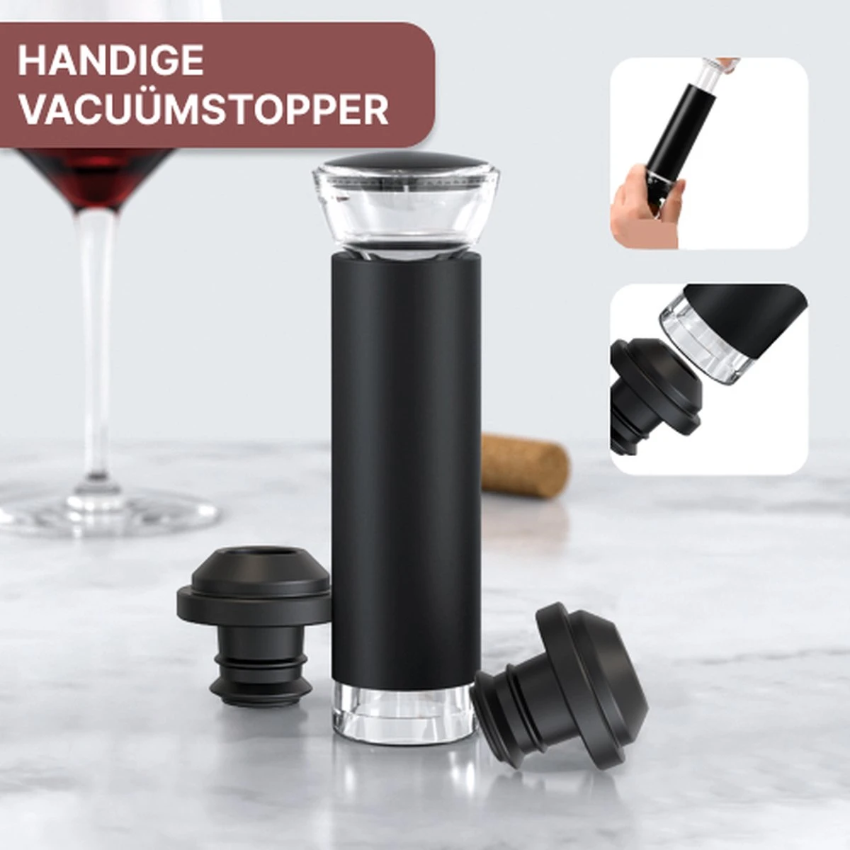 Vinoh Elektrische Kurkentrekker - Wijnopener - Wijn Opener Set Met Kurkentrekker - Wijnstopper - Foliesnijder - Schenktuit - Inclusief AA Batterijen 10 Vinoh Elektrische Kurkentrekker - Wijnopener - Wijn Opener Set Met Kurkentrekker - Wijnstopper - Foliesnijder - Schenktuit - Inclusief AA Batterijen - Afbeelding 8