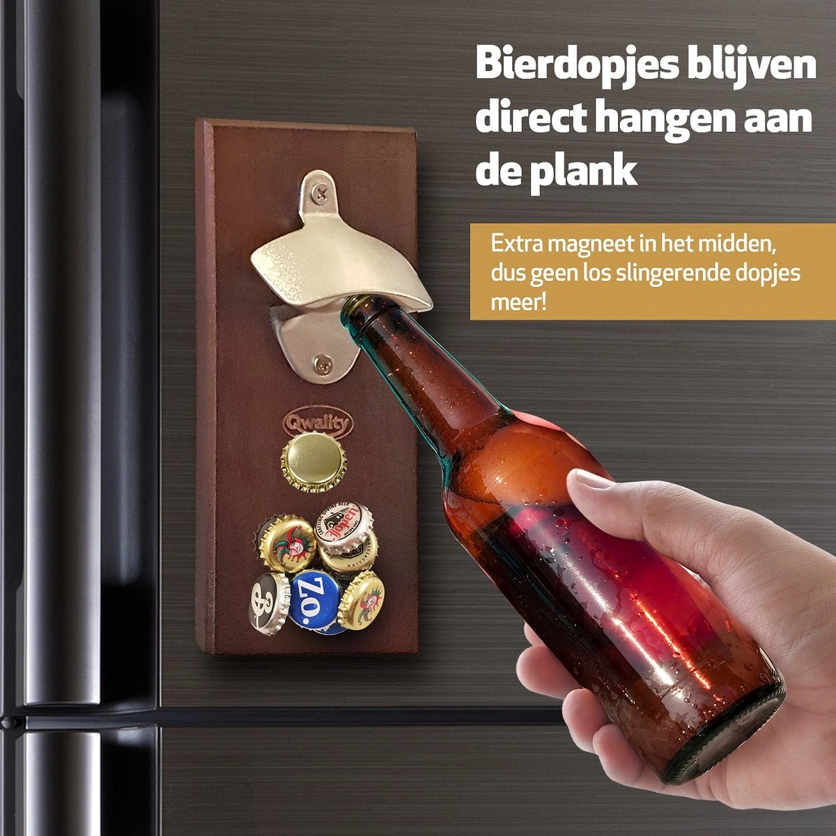 Sterke Magnetische Bieropener Muur - Luxe Flesopener – Cadeau Voor Hem Haar Man Vrouw – Valentijn - Hout - Qwality 4 Sterke Magnetische Bieropener Muur - Luxe Flesopener – Cadeau Voor Hem Haar Man Vrouw – Valentijn - Hout - Qwality - Afbeelding 2