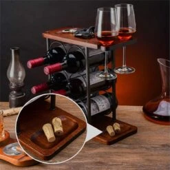 Nezr® Wijnrek - Luxe Design - Wijnrek Hout - Wijnrek Metaal - Wijnglashouder - Wijnfleshouder - Bruin -Skimask 1200x1200 2274