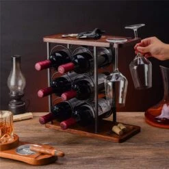 Nezr® Wijnrek - Luxe Design - Wijnrek Hout - Wijnrek Metaal - Wijnglashouder - Wijnfleshouder - Bruin -Skimask 1200x1200 2275