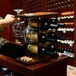 Nezr® Wijnrek - Luxe Design - Wijnrek Hout - Wijnrek Metaal - Wijnglashouder - Wijnfleshouder - Bruin -Skimask 1200x1200 2277