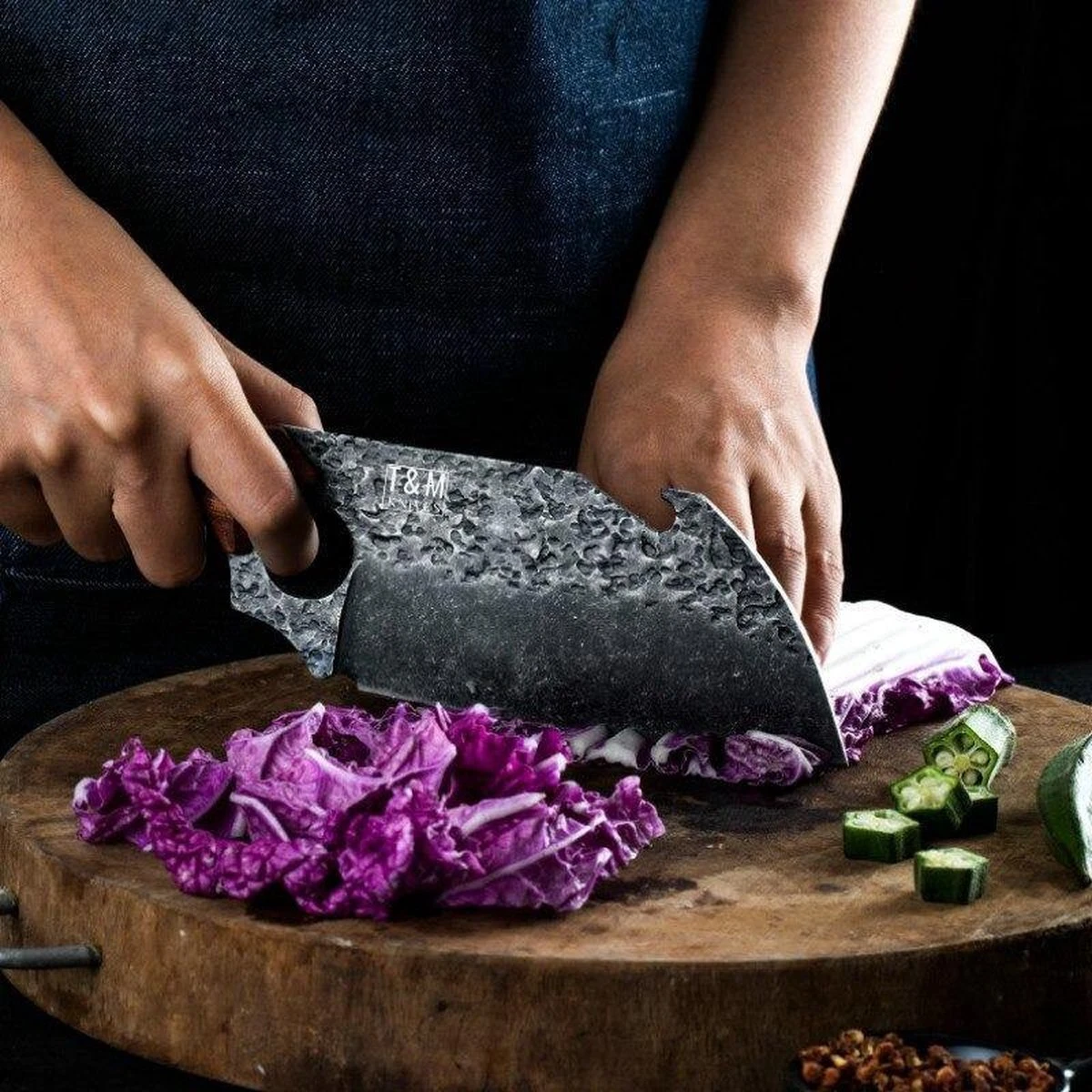 Gehamerd Koksmes Met Opener - Professioneel En Vlijmscherp - BBQ Mes 12 Gehamerd Koksmes Met Opener - Professioneel En Vlijmscherp - BBQ Mes - Afbeelding 10