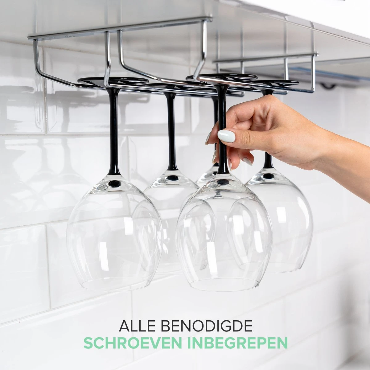 Copa Wijnglazenhouder 2 Rails - 34,4 Cm Breed - Metaal Chroom - Wijnglazenrek 4 Copa Wijnglazenhouder 2 Rails - 34,4 Cm Breed - Metaal Chroom - Wijnglazenrek - Afbeelding 2