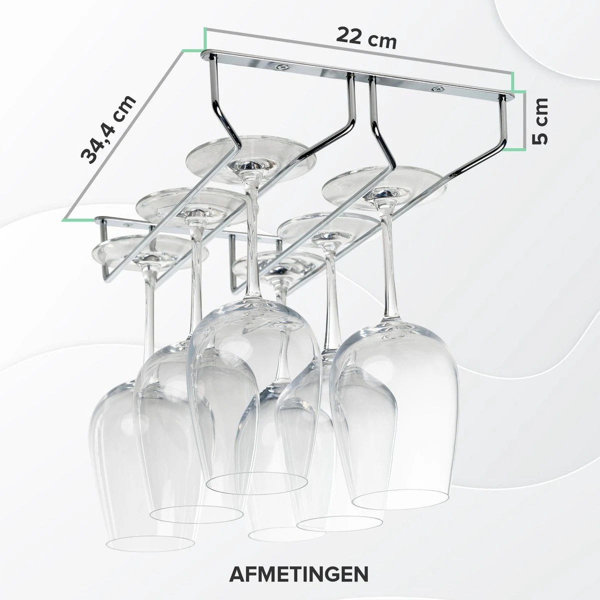 Copa Wijnglazenhouder 2 Rails - 34,4 Cm Breed - Metaal Chroom - Wijnglazenrek 10 Copa Wijnglazenhouder 2 Rails - 34,4 Cm Breed - Metaal Chroom - Wijnglazenrek - Afbeelding 8