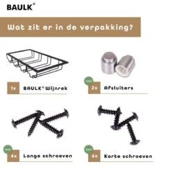 BAULK® - Wijnglazenhouder - Wijnglazenrek - Wijnglazen Rek - Glazenrek - Hangend - Tot 12 Glazen - 2 Gratis Wijnstoppen - 4 Rijen - Zwart -Skimask 1200x1200 2347
