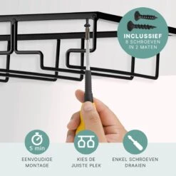 Wijnglazenhouder - Ophangrek Wijnglazen - Wijnglazenrek - Wijnrek - Glazenrek Hangend - Mat Zwart Metaal -Skimask 1200x1200 2353