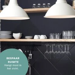 Wijnglazenhouder - Ophangrek Wijnglazen - Wijnglazenrek - Wijnrek - Glazenrek Hangend - Mat Zwart Metaal -Skimask 1200x1200 2354