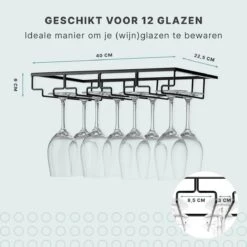 Wijnglazenhouder - Ophangrek Wijnglazen - Wijnglazenrek - Wijnrek - Glazenrek Hangend - Mat Zwart Metaal -Skimask 1200x1200 2355