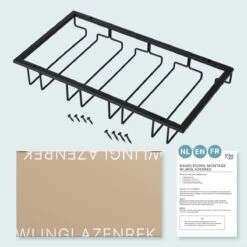 Wijnglazenhouder - Ophangrek Wijnglazen - Wijnglazenrek - Wijnrek - Glazenrek Hangend - Mat Zwart Metaal -Skimask 1200x1200 2358