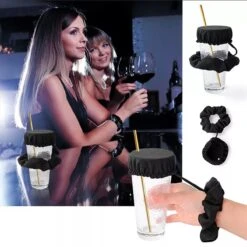 Merkloos Drinkcover Met Scrunchie Zwart Bescherm Drankje Tegen Insecten En Drugs Festival Uitgaan Zomer Melina Supplies