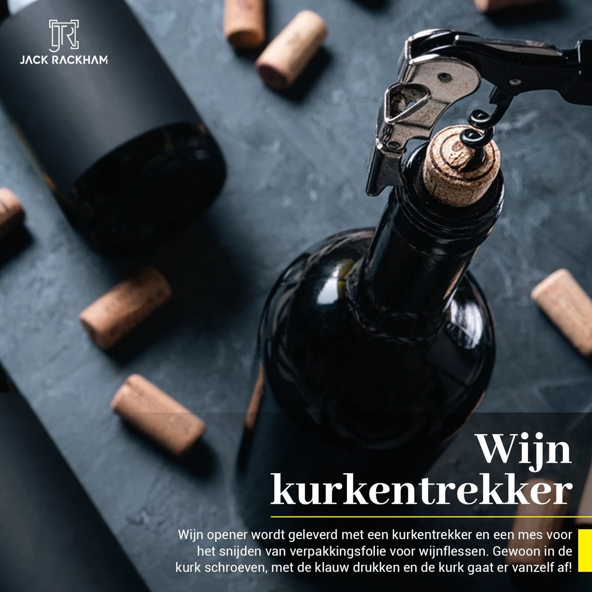 Wijnset - Wijn Accessoires - Geschenkset - Kurkentrekker - Druppelstopper - Wijnopener - Foliesnijder - Jack Rackham 4 Wijnset - Wijn Accessoires - Geschenkset - Kurkentrekker - Druppelstopper - Wijnopener - Foliesnijder - Jack Rackham - Afbeelding 2