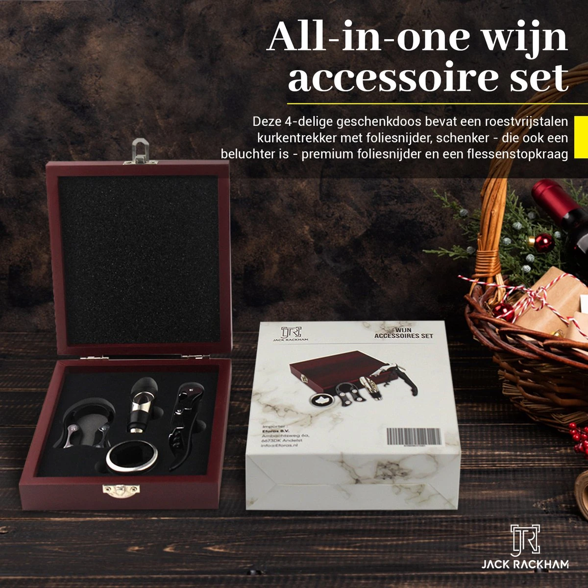 Wijnset - Wijn Accessoires - Geschenkset - Kurkentrekker - Druppelstopper - Wijnopener - Foliesnijder - Jack Rackham 6 Wijnset - Wijn Accessoires - Geschenkset - Kurkentrekker - Druppelstopper - Wijnopener - Foliesnijder - Jack Rackham - Afbeelding 4