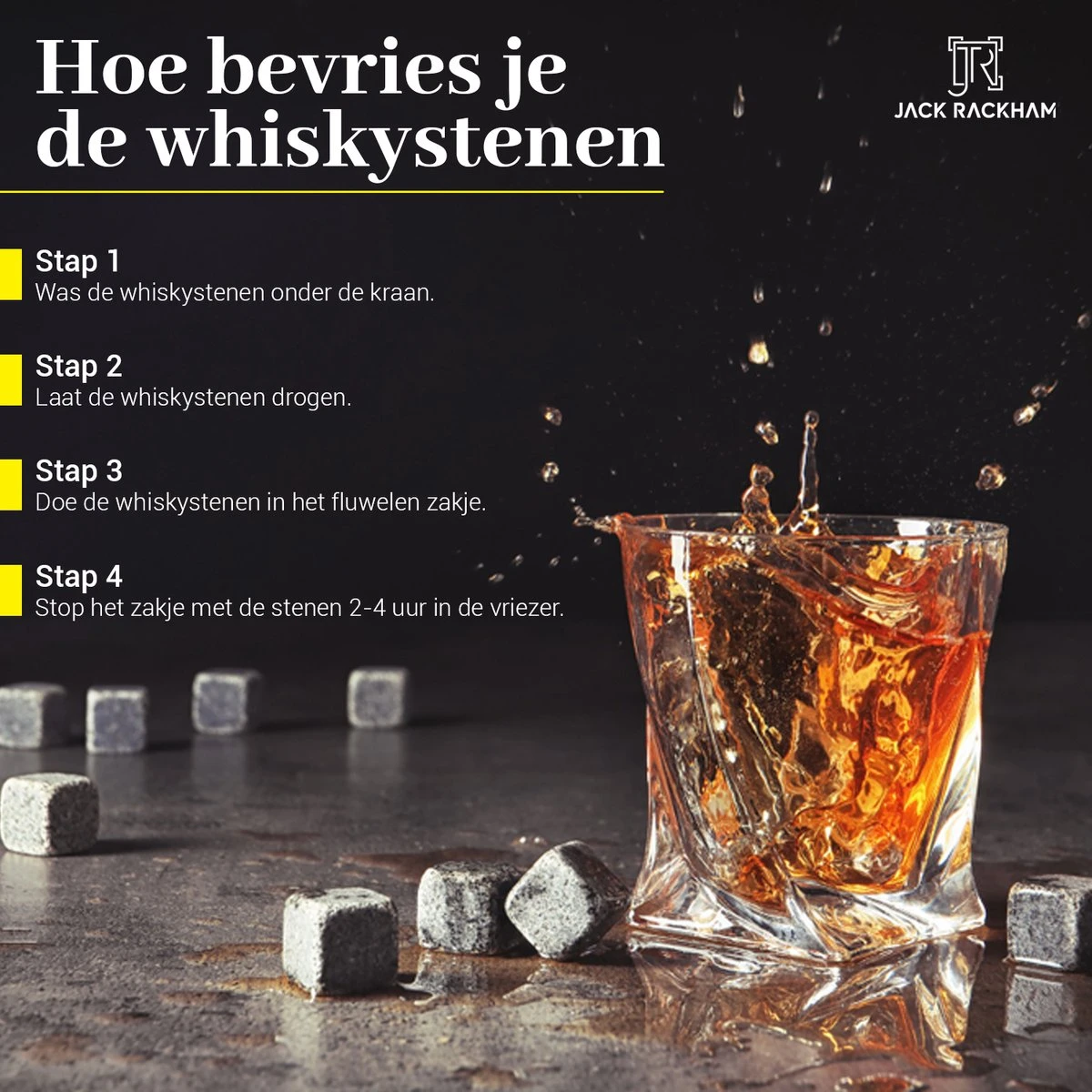 Whiskey Stones Set - 6 Stuks - Herbruikbaar - Cadeauset - Whiskey Stenen - Whisky - Jack Rackham 6 Whiskey Stones Set - 6 Stuks - Herbruikbaar - Cadeauset - Whiskey Stenen - Whisky - Jack Rackham - Afbeelding 4