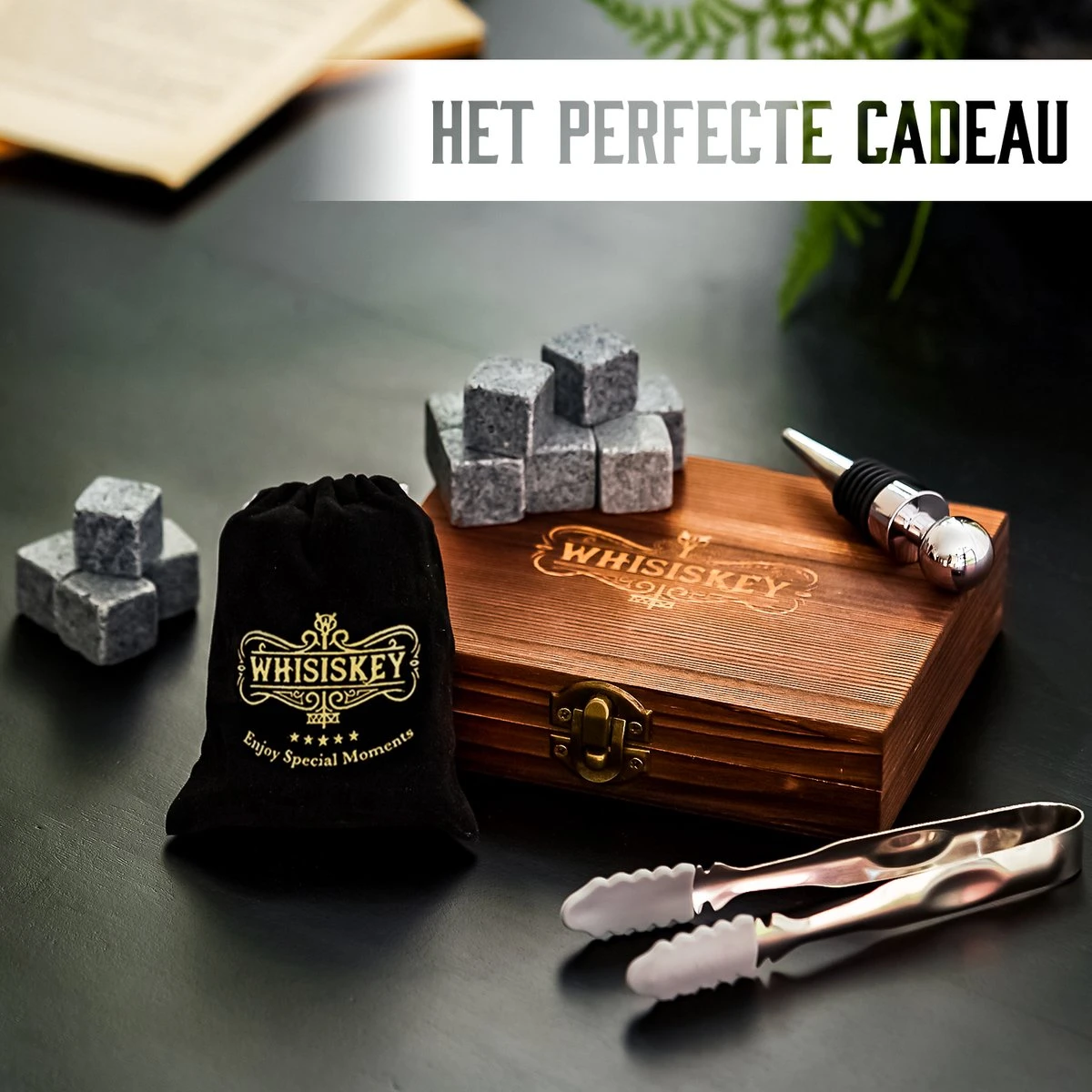 Whisiskey Luxe Whiskey Stones Set - 12 Stuks - Fluwelen Opbergzak - Flessenstopper - IJstang - Herbruikbare IJsblokjes - Natuursteen Whiskey Stenen Voor Glazen - Accessoires - IJklontjes Steen - Drank Koeler - Cadeau Voor Man 6 Whisiskey Luxe Whiskey Stones Set - 12 Stuks - Fluwelen Opbergzak - Flessenstopper - IJstang - Herbruikbare IJsblokjes - Natuursteen Whiskey Stenen Voor Glazen - Accessoires - IJklontjes Steen - Drank Koeler - Cadeau Voor Man - Afbeelding 4
