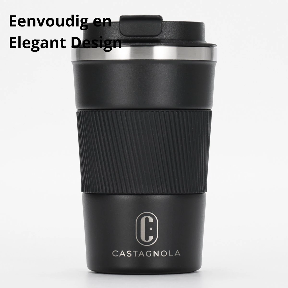 Castagnola Design RVS Koffiebeker To Go - Zwart - 380ml - Thermosbeker - Theebeker 4 Castagnola Design RVS Koffiebeker To Go - Zwart - 380ml - Thermosbeker - Theebeker - Afbeelding 2