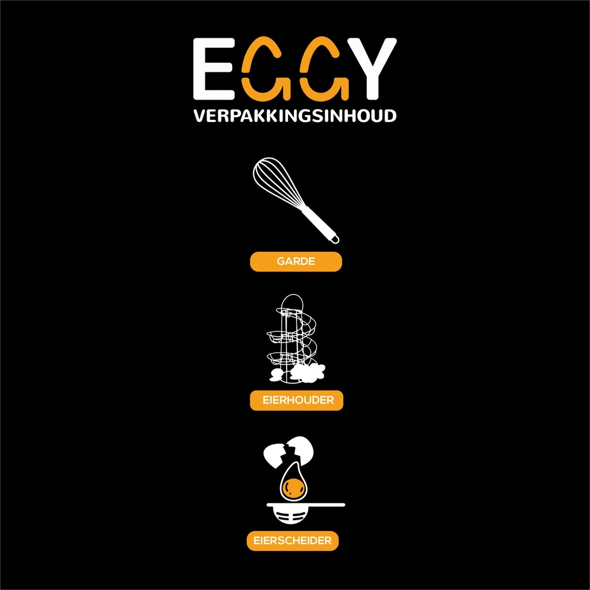 EGGY - Eierhouder - Eierrek Metaal Zwart - Eierrekje - Eierdoos - Eiermand - Eierschaal - Eieren Bewaren Incl. Garde En Eierscheider 4 EGGY - Eierhouder - Eierrek Metaal Zwart - Eierrekje - Eierdoos - Eiermand - Eierschaal - Eieren Bewaren Incl. Garde En Eierscheider - Afbeelding 2