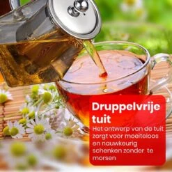 Procidi® Glazen Theepot Met Filter - Theekan Met Infuser - Dubbelwandig Borosilicaat Glas - Thee Thermoskan - Koffiekan 950 ML - Teapot -Skimask 1200x1200 2660