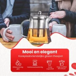 Procidi® Glazen Theepot Met Filter - Theekan Met Infuser - Dubbelwandig Borosilicaat Glas - Thee Thermoskan - Koffiekan 950 ML - Teapot -Skimask 1200x1200 2662