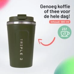 Triple J® Koffiebeker To Go - Thermosbeker - BPA & Lekvrij - 380ml - Groen -Skimask 1200x1200 2832