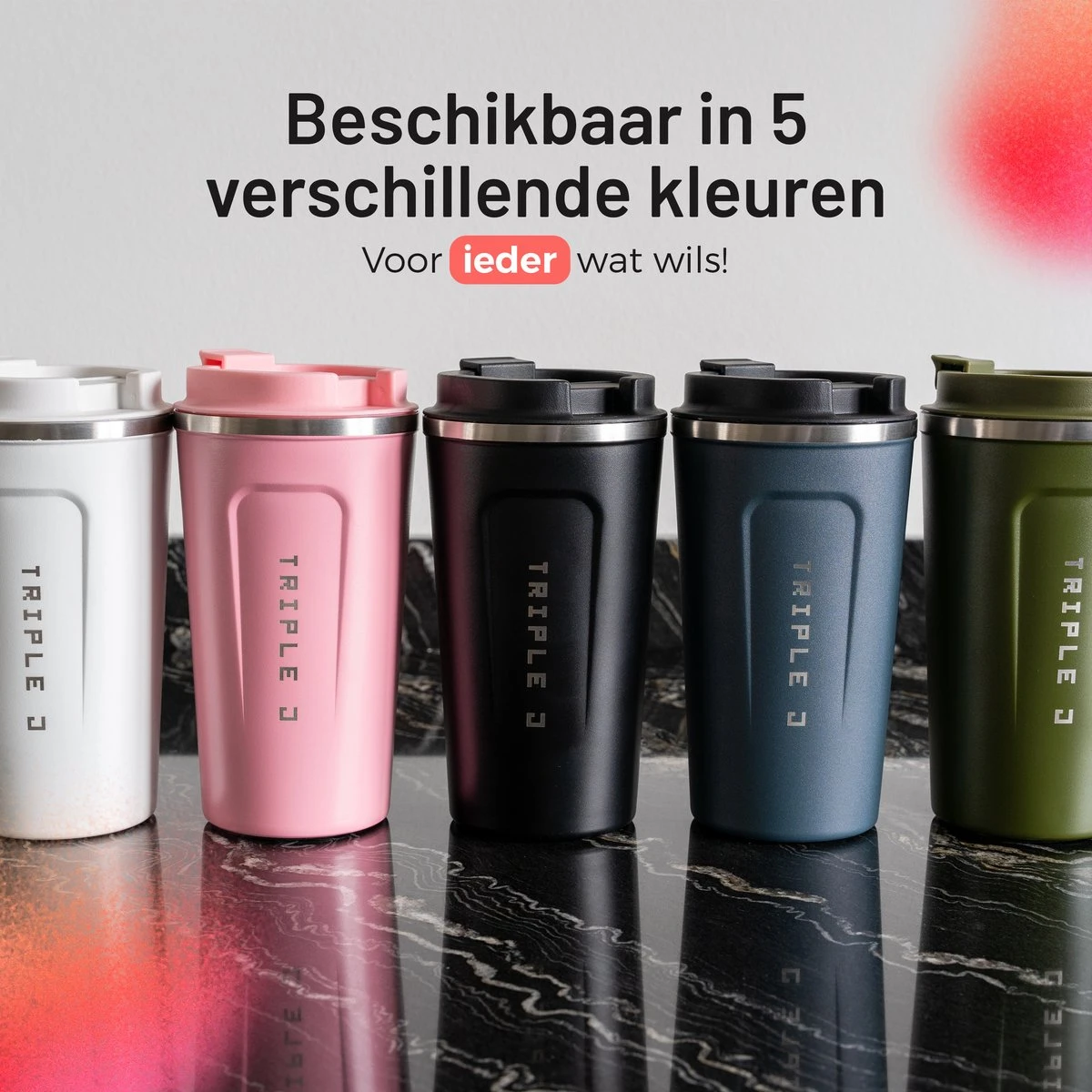 Triple J® Koffiebeker To Go - Thermosbeker - BPA & Lekvrij - 510ml - Zwart 4 Triple J® Koffiebeker To Go - Thermosbeker - BPA & Lekvrij - 510ml - Zwart - Afbeelding 2