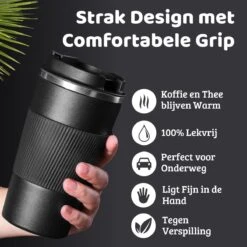 Mmoods Thermosbeker Voor Koffie En Thee 380ml - Koffiebeker To Go - Reisbeker Voor Auto - Herbruikbare Drinkfes Voor Warme En Koude Dranken - Ecologische Thermoskan Zwart Geschenk -Skimask 1200x1200 2886