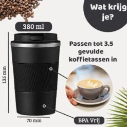 Mmoods Thermosbeker Voor Koffie En Thee 380ml - Koffiebeker To Go - Reisbeker Voor Auto - Herbruikbare Drinkfes Voor Warme En Koude Dranken - Ecologische Thermoskan Zwart Geschenk -Skimask 1200x1200 2891