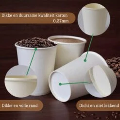 Drinkbeker Wit - Koffiebeker - Kartonnen Beker - 265ml - 100 Stuks - Wegwerpbeker - Papieren Beker - To-Go -Skimask 1200x1200 2951