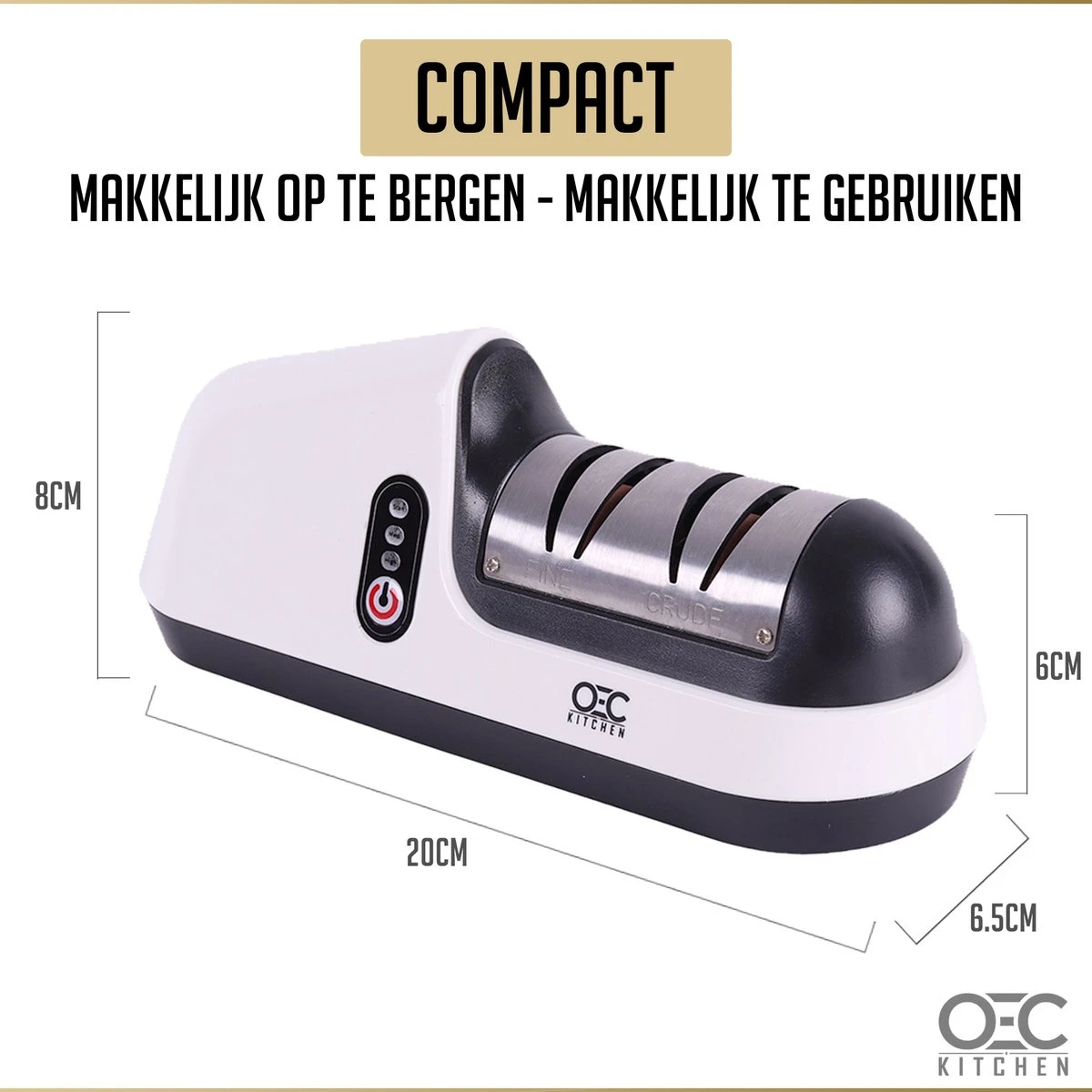 OEC Kitchen Elektrische Messenslijper B201 - Slijper Met 3 Snelheidsstanden - 2 Fasen - Anti Slip – Wit 4 OEC Kitchen Elektrische Messenslijper B201 - Slijper Met 3 Snelheidsstanden - 2 Fasen - Anti Slip – Wit - Afbeelding 2