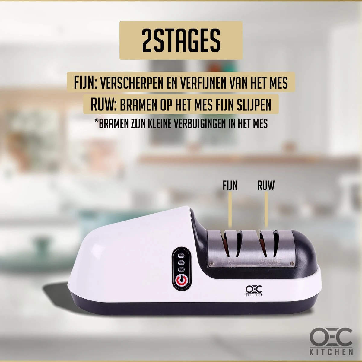 OEC Kitchen Elektrische Messenslijper B201 - Slijper Met 3 Snelheidsstanden - 2 Fasen - Anti Slip – Wit 7 OEC Kitchen Elektrische Messenslijper B201 - Slijper Met 3 Snelheidsstanden - 2 Fasen - Anti Slip – Wit - Afbeelding 5